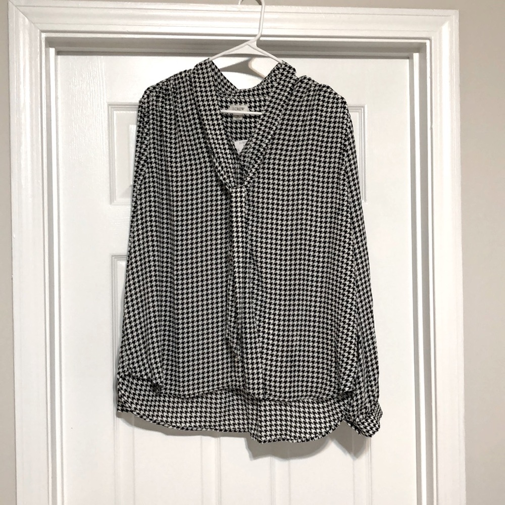 Black and white bow blouse